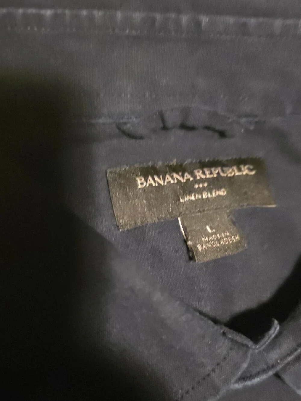 Banana Republic Classic Men's Linen Blend Navy Button-Down Shirt